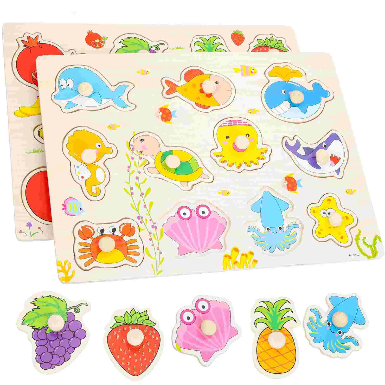 

2 Sets Baby Jigsaw Toys Wooden Panel Plaything Enlightenment Shape Matching Toy