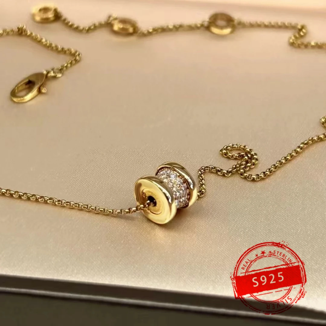 

2024 New 1:1 Customized Popular Brand BV S925 Silver Full Diamond Circle Necklace Fashion Trend Birthday Party Gift