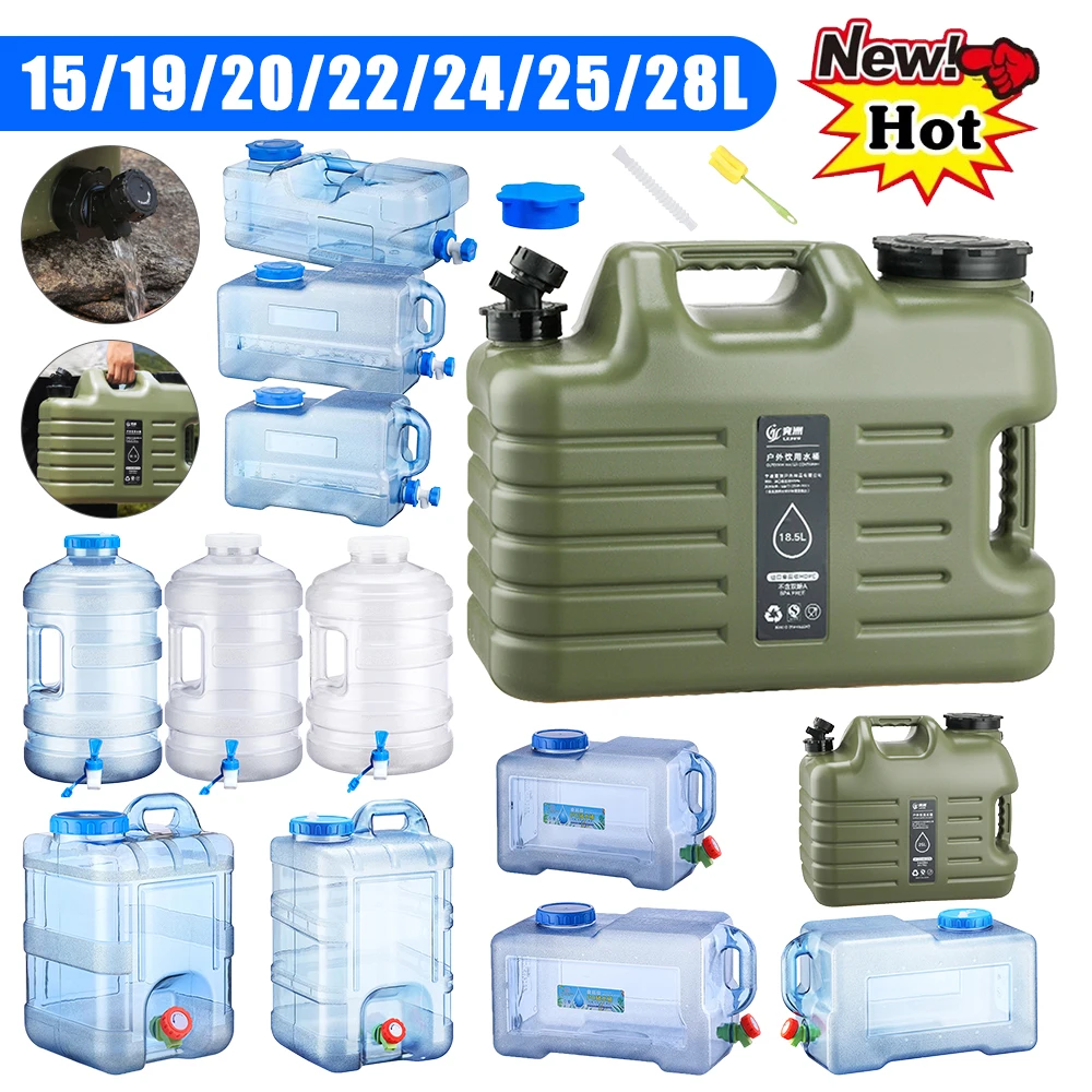 15/19/20/22/24/28L Water Container with Detachable Faucet Portable Camping Water Bucket No Leakage for Camping Fishing Picnic