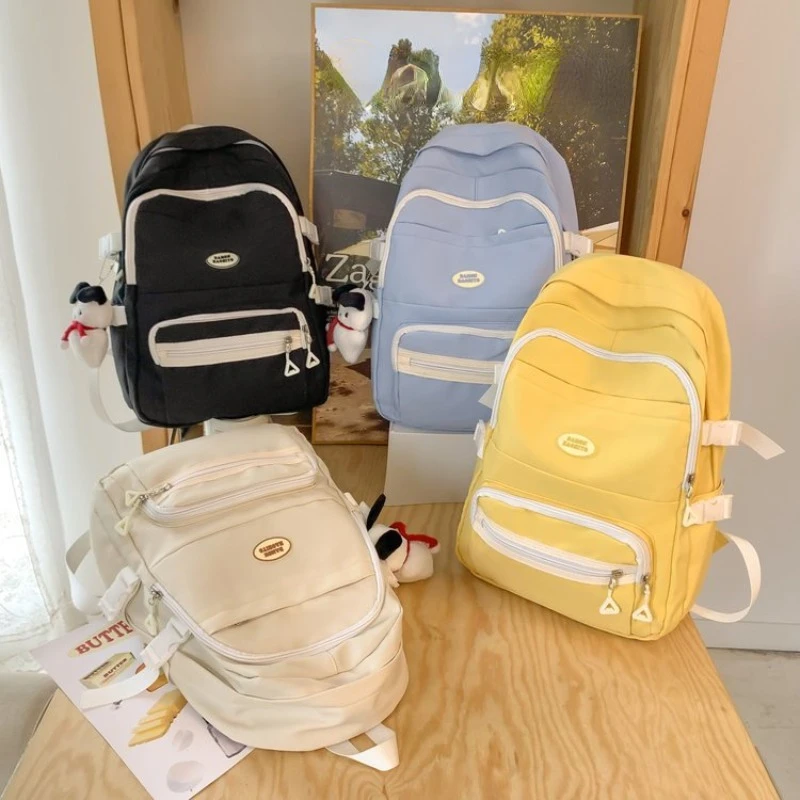 

Korean Kawaii Teenager Girls Large Capacity Schoolbags High School College Students Shoulder Bags Women Casual Travel Backpacks