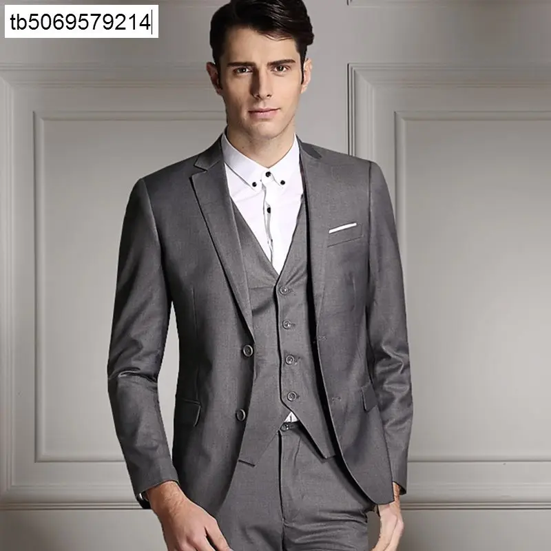 Blazers Pants Vest New Fashion 2023 Men Business Casual Suits / Male Solid Color Three Piece Sets Jacket Coat Trousers Waistcoat