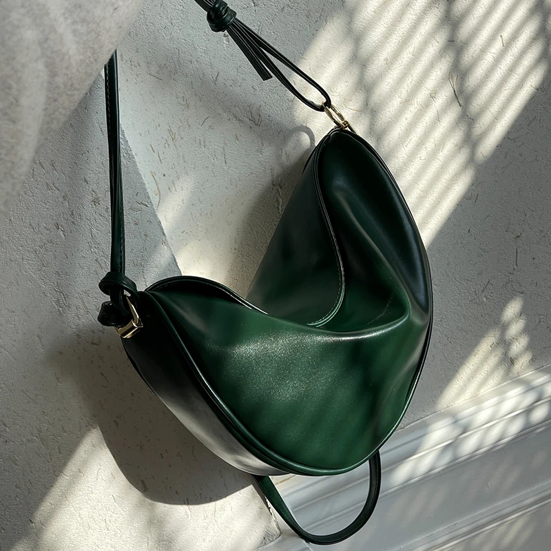 

Luxury Designer Women's Underarm Bag Casual Soft PU Leather Shoulder Crossbody Bags 2023 New Fashion Female Half Moon Handbags