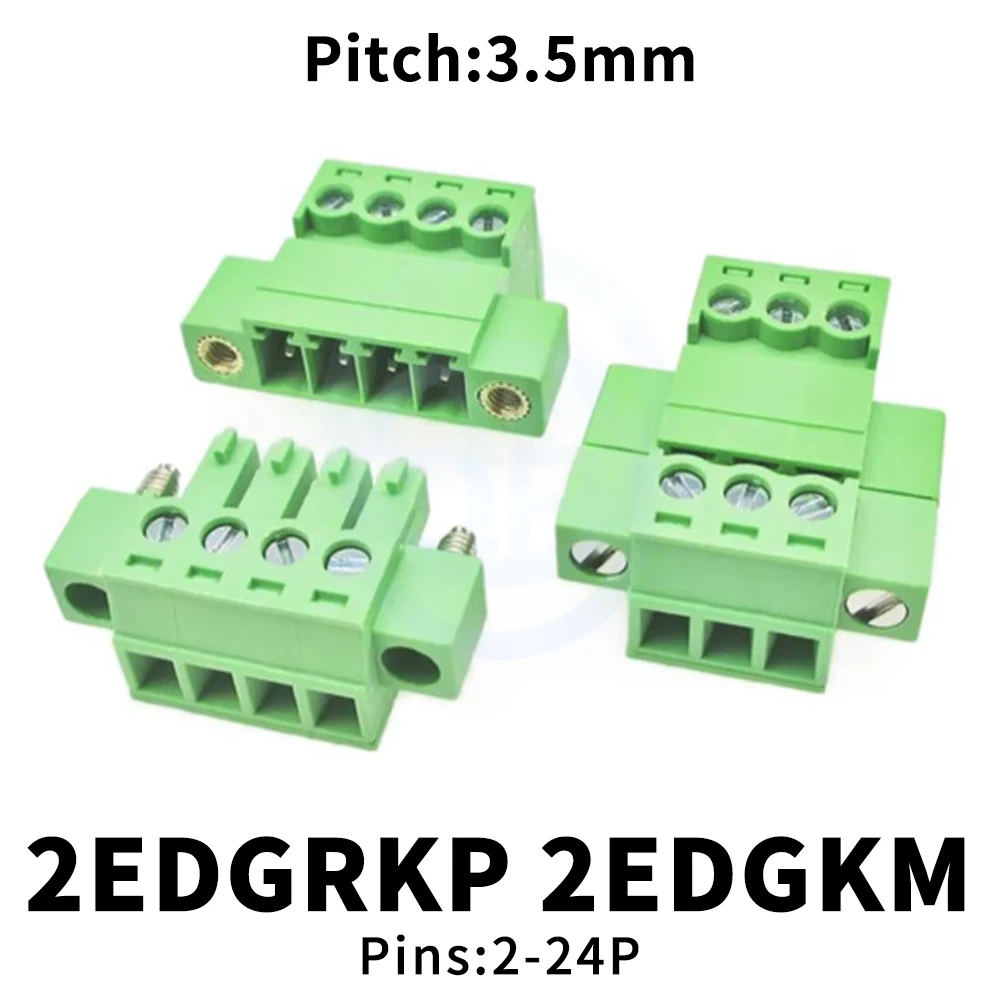 (5 Sätze) KF 15EDGRKP 3,5 mm lötfreier Steckklemmenblock 2EDGRKP + 2EDGKM 3,5 mit Ohrenflansch-Stecker und Buchsenhülsen 2-24P