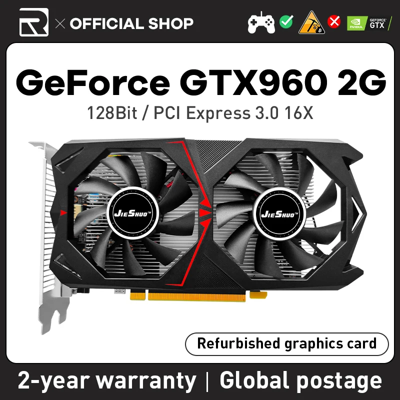 

JIESHUO NVIDIA GTX 960 2GB scheda grafica Video GDDR5 GPU 128Bit gtx960 2g per giochi per computer desktop Office 960 gtx