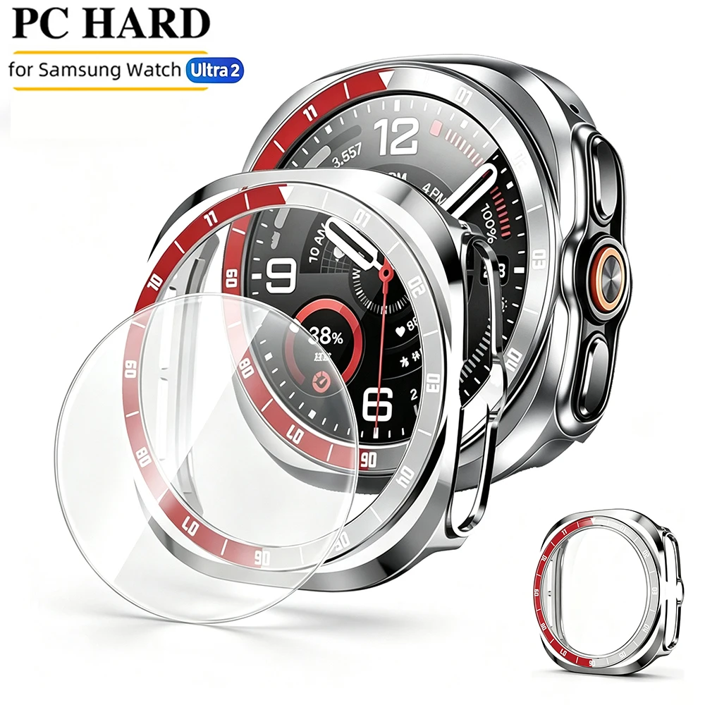 Enhanced Tempered Glass + PC Protective Case for Smartwatch - Durable Bumper Screen Protector
