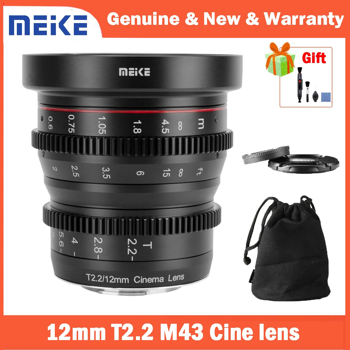 Meke 12Mm T2.2 Mini Prime Cine Lens Per M43 Mft Mount Olympus Panasonic Lumix Bmpcc 4K Zcam E2 Gh5 Gh6 Om-1 Fotocamere