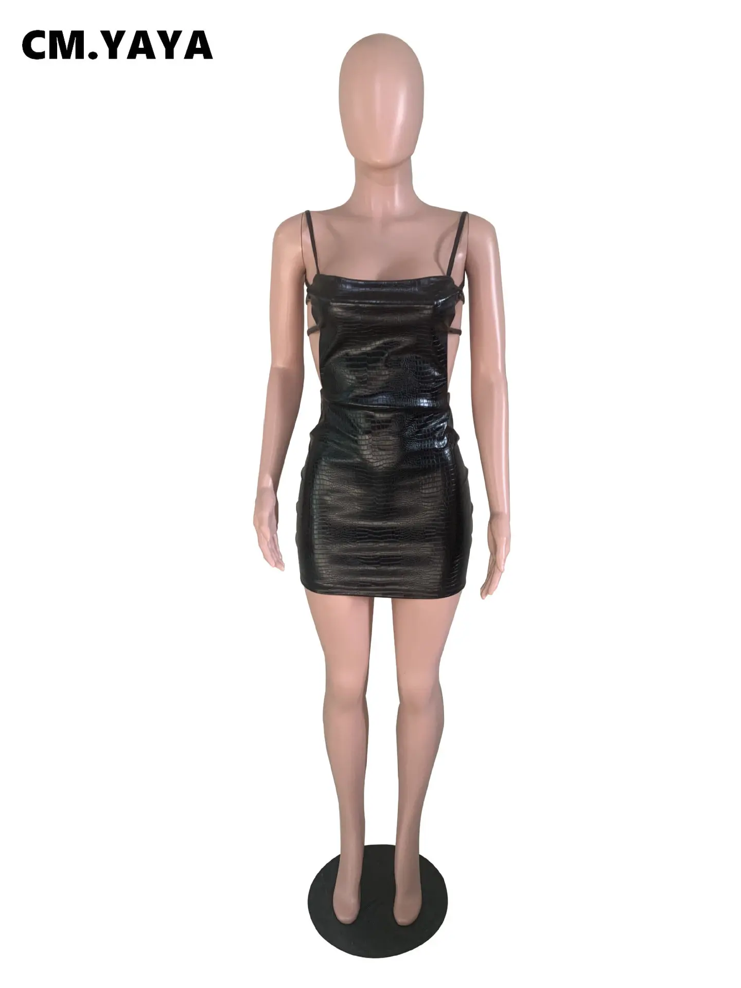 Women Serpentine Faux Leather Spaghetti Strap