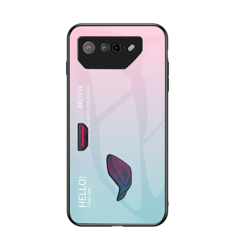 Gradient Tempered Glass Back Cover Hard Phone Case Protector