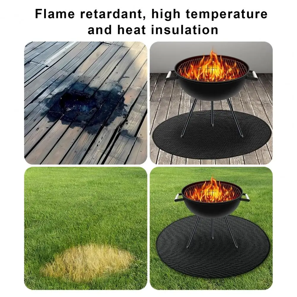 Fireproof Mat Outdoor Camping Round Grill Pad Oil-Proof Water-Resistant Reusable Wood Burning Fire-Pit Grill Mat Fire-Pit Campin 5
