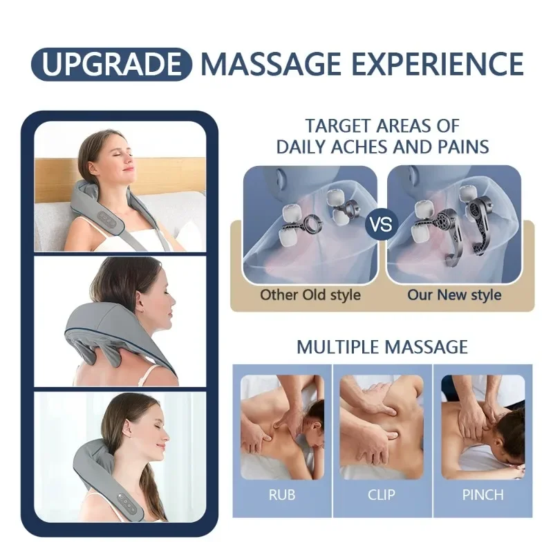 1 Stück kabelloses Nacken- und Rückenmassagegerät, Nacken- und Schultermassage, Knetmassage, Nacken- und Halswirbelsäulenmassage, Trapezmuskelmassagegerät_voghion.com