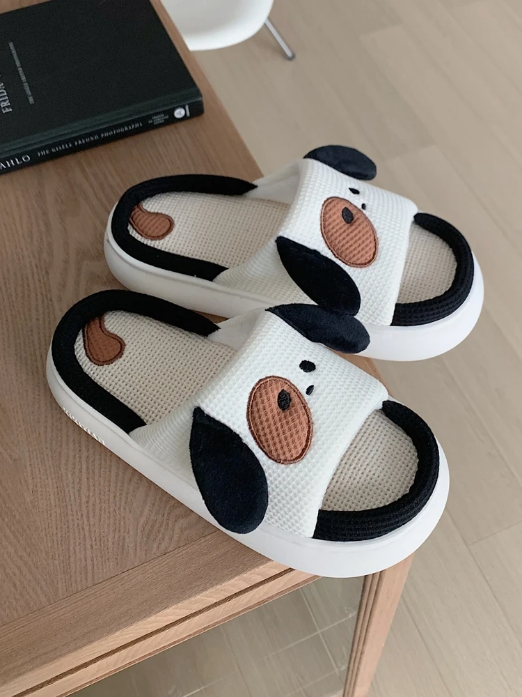 

Low Flat Shoes Female House Slippers Platform Slides Massage PU Sewing PVC Hoof Heels Fabric Basic Flat Shoes Female House Slipp