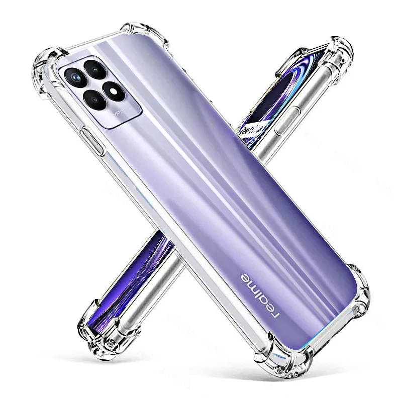 

For Oppo Realme 8i 6.6" Shockproof Silicone Cover Case on For Realmi Realme8 Pro 8s 8pro 8 S 8 I I8 Air Bag Protection Clear TPU