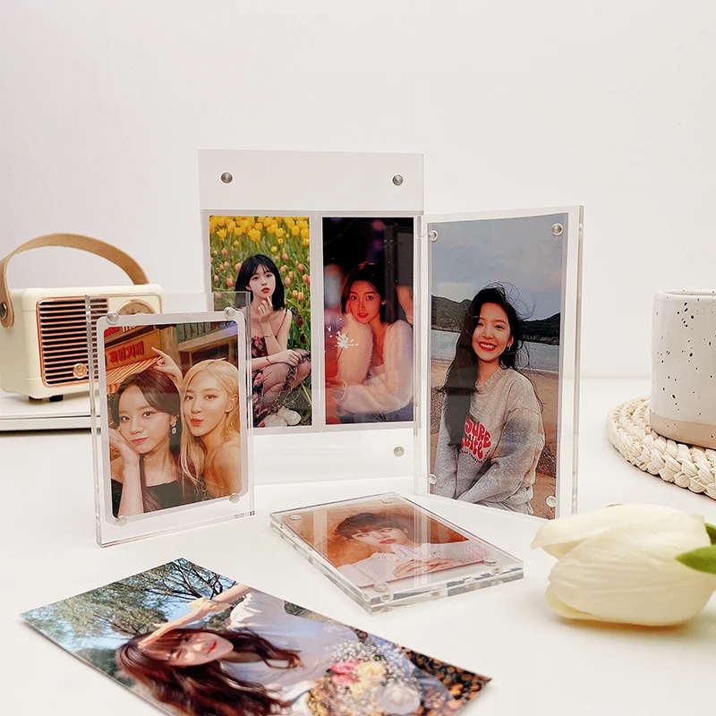 Photo Frame Nordic Acrylic Photo Frame Clear Idol Photocard Holder Photo Card Displayer Transparent Magnetic Frame Home Desktop Decor