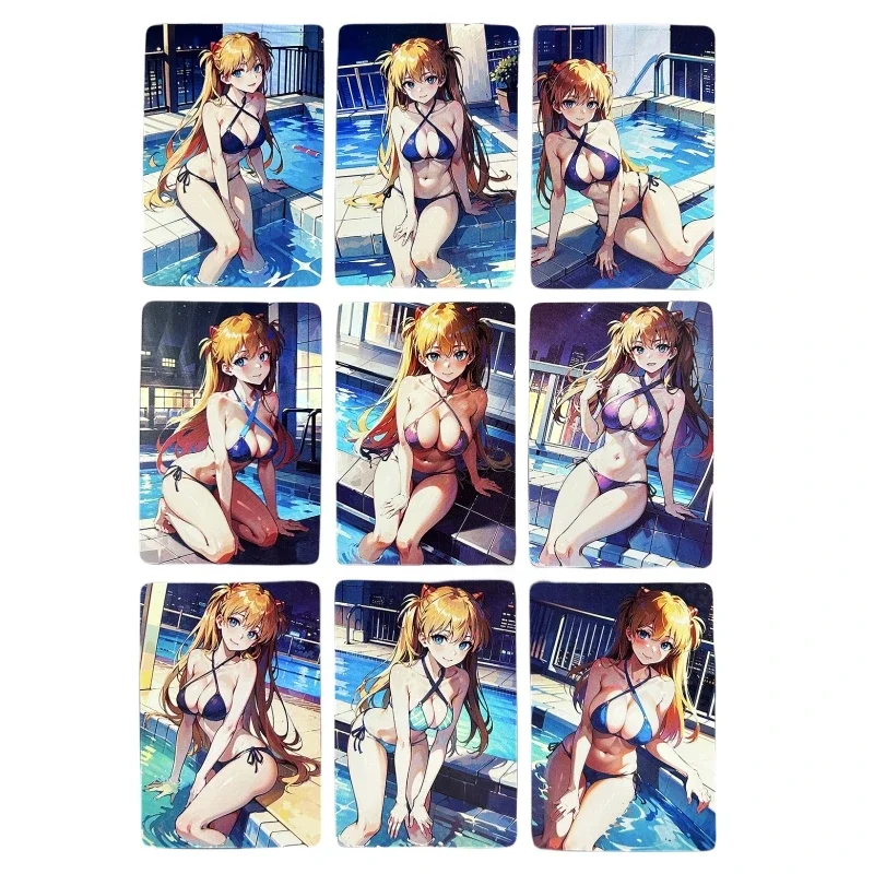 

9pcs/set Asuka Langley Soryu Sexy Animation Characters Refraction Refraction Anime Classics Game Collection Cards Toy Gift