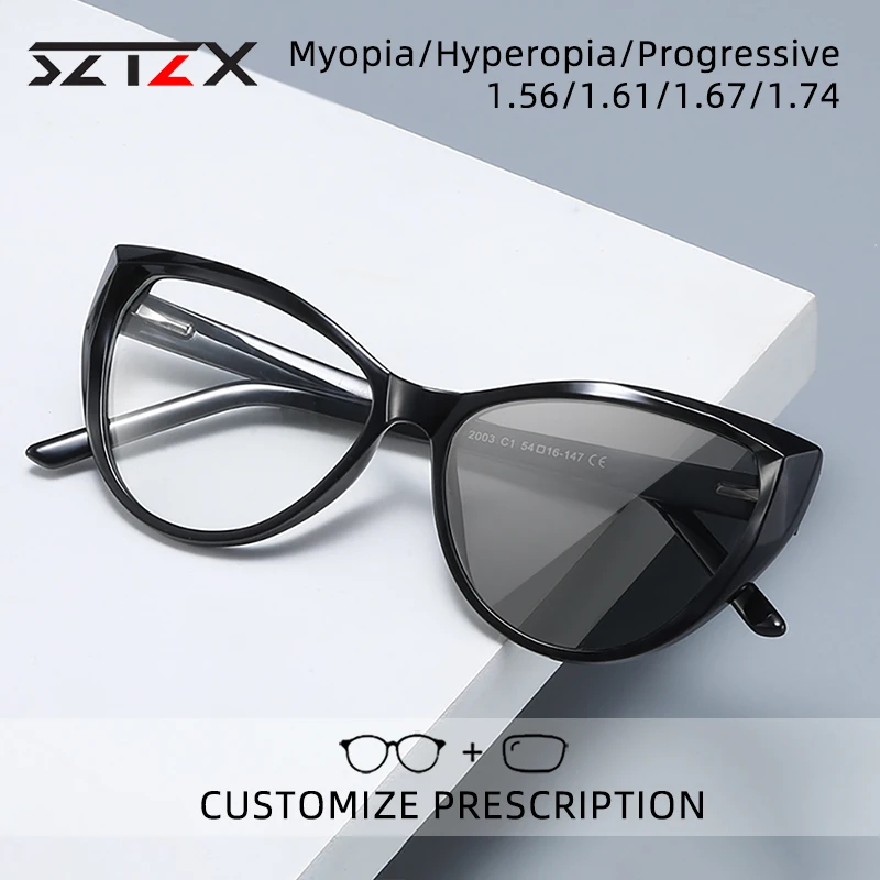 SZTZXFashionCatEyePhotochromicProgressiveReadingGlassesFor
