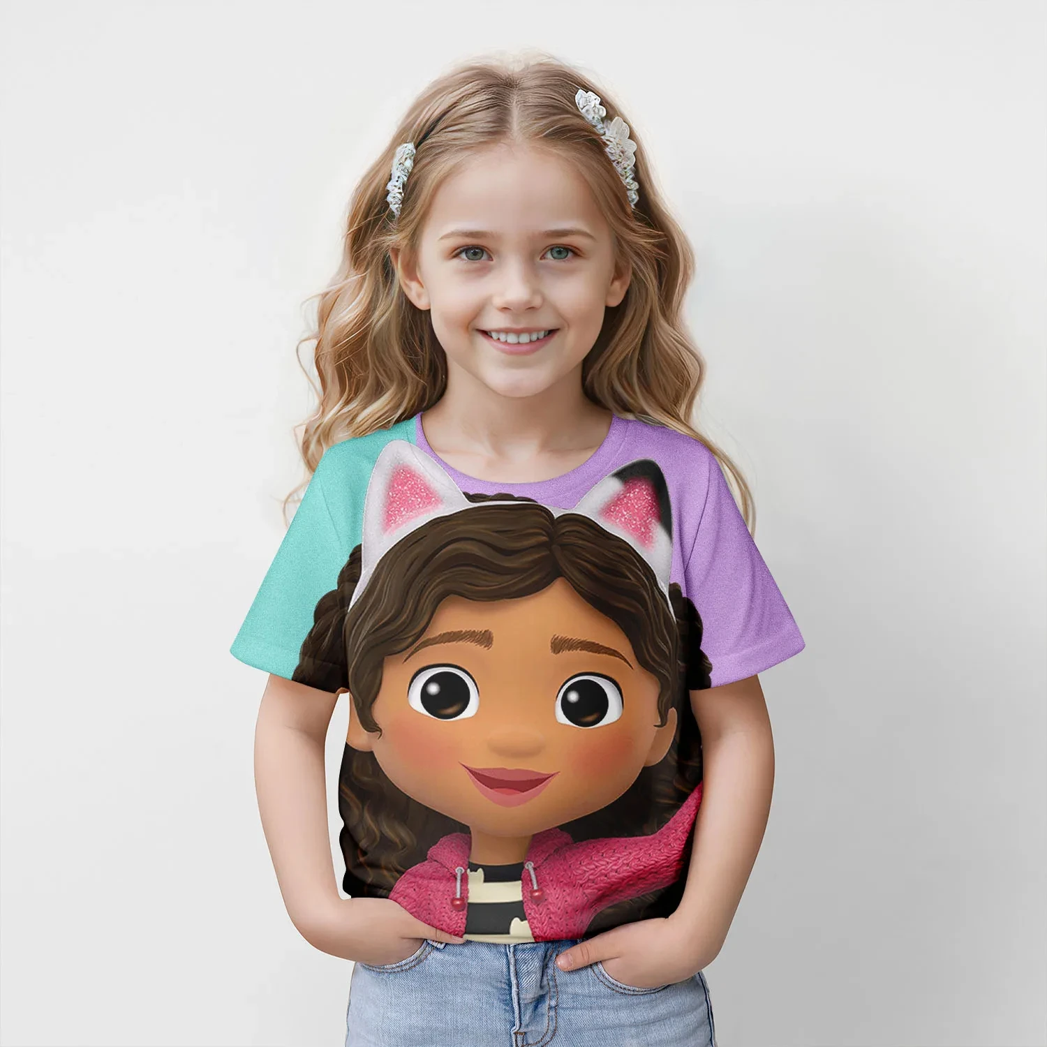 New Kids Cartoon  Gabbys Dollhouse Tops Tees 3D Print  T-shirt Children Casual Short Sleeve Clothing  Girls Sports Streetwear 3