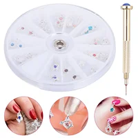 24Pcs Nail Pendants DIY Set with Dangle Nail Charm Piercing Tool Hand Drill nail charm nail pendant 1