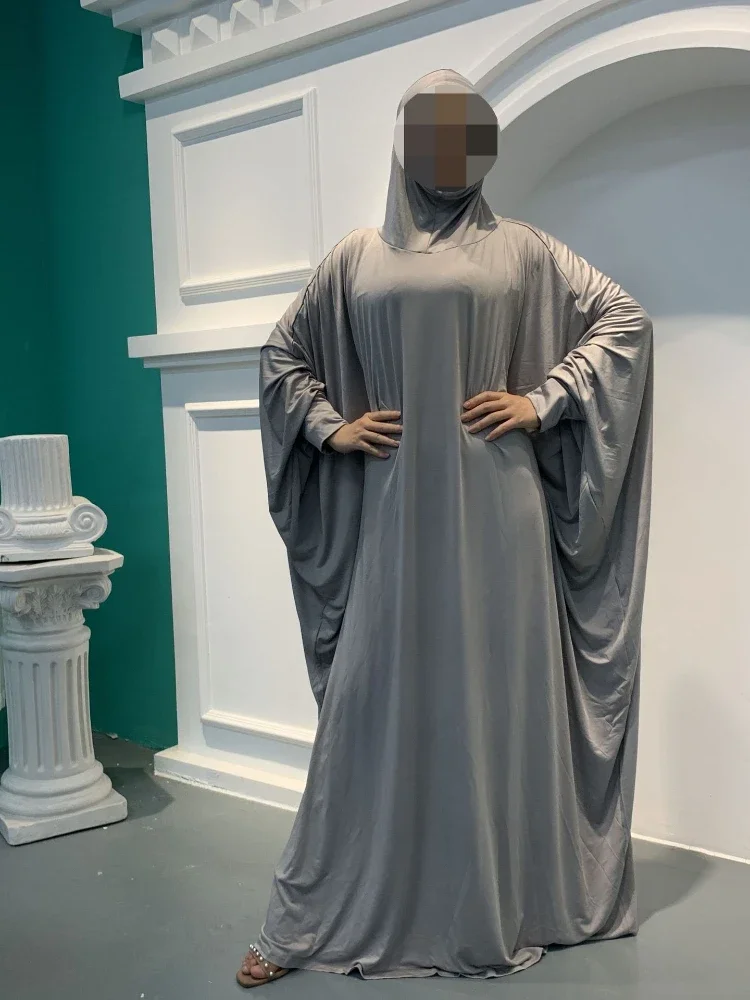 Muslim Woman Jilbab One Piece Prayer Dress Hooded Abaya Batwing Sleeve Ramadan Eid Islamic Clothing Dubai Saudi Niqab Turkish