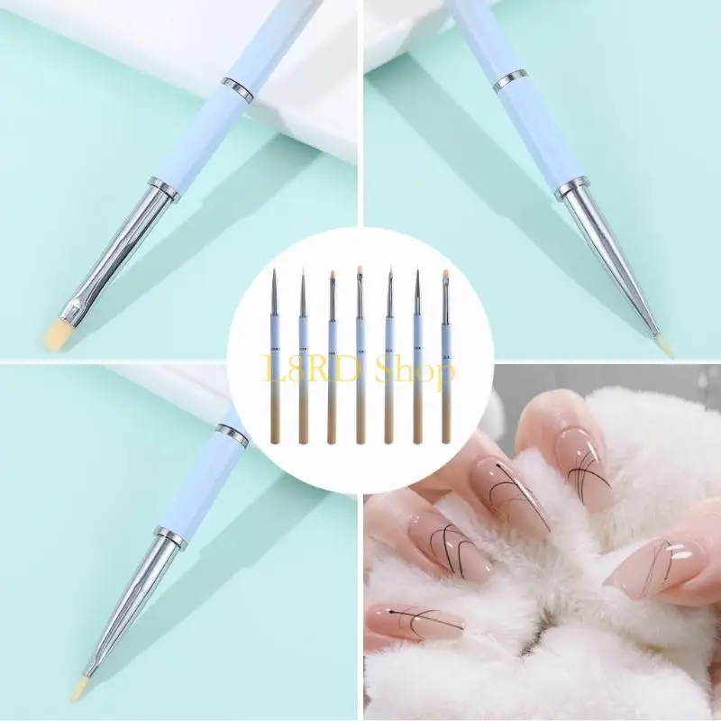 L8RD 6Pcs Nails Art Brushes Nails Gel Polishing Painting Brush Drawing Pen Liner Brush Dotting Pen for Gel