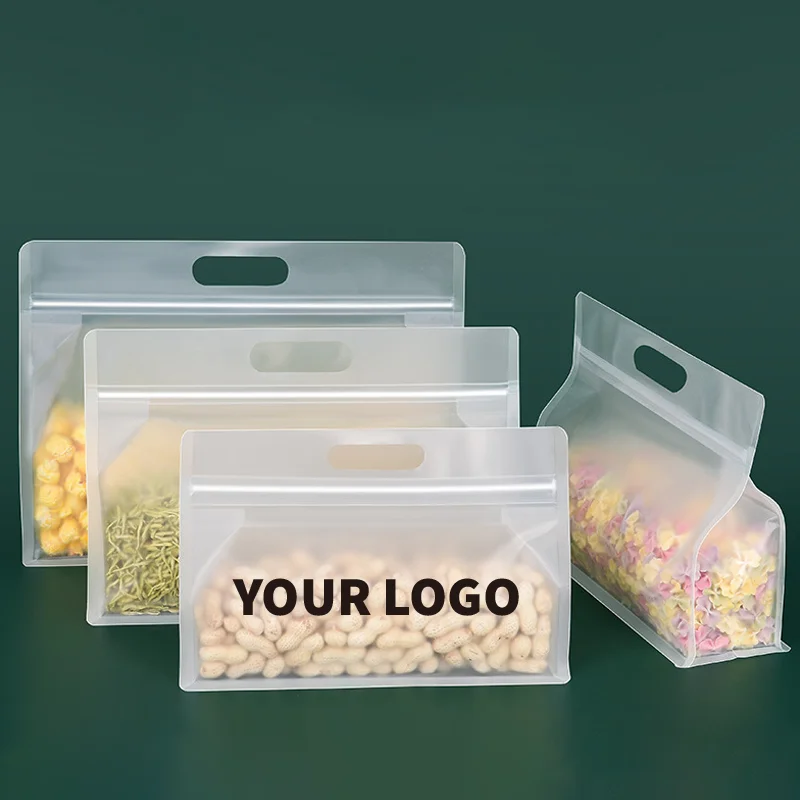 100 3D transparent plastic self sealing bags for portable DIY identification, snacks, sugar, beans, and customizable logos 1