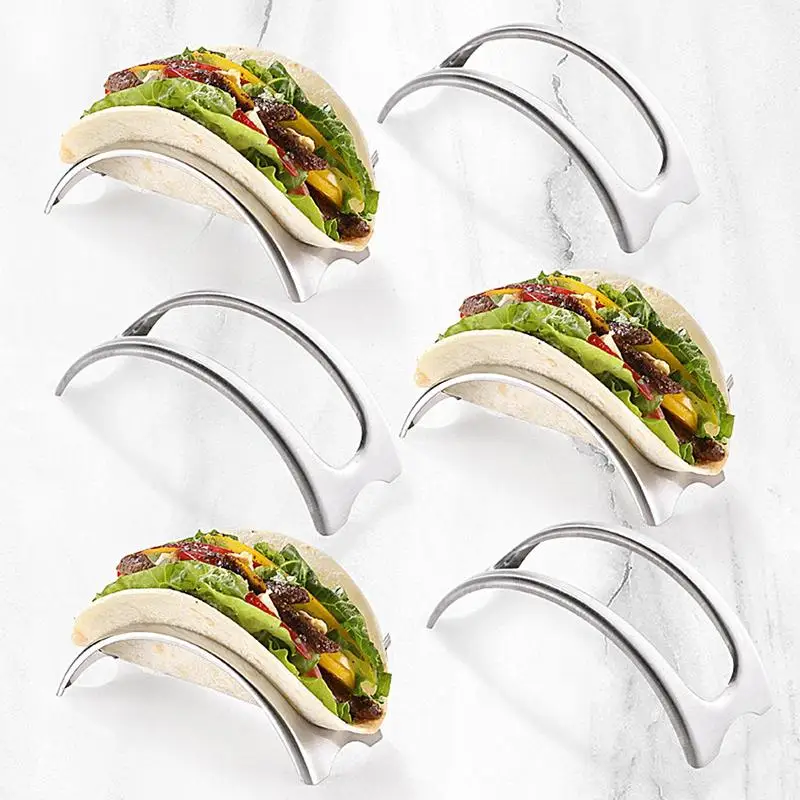 

Stainless Steel Taco Holders Rack Mexican Food Hard Stand Holds Soft Shells Kitchen Tool Restaurant Food Display