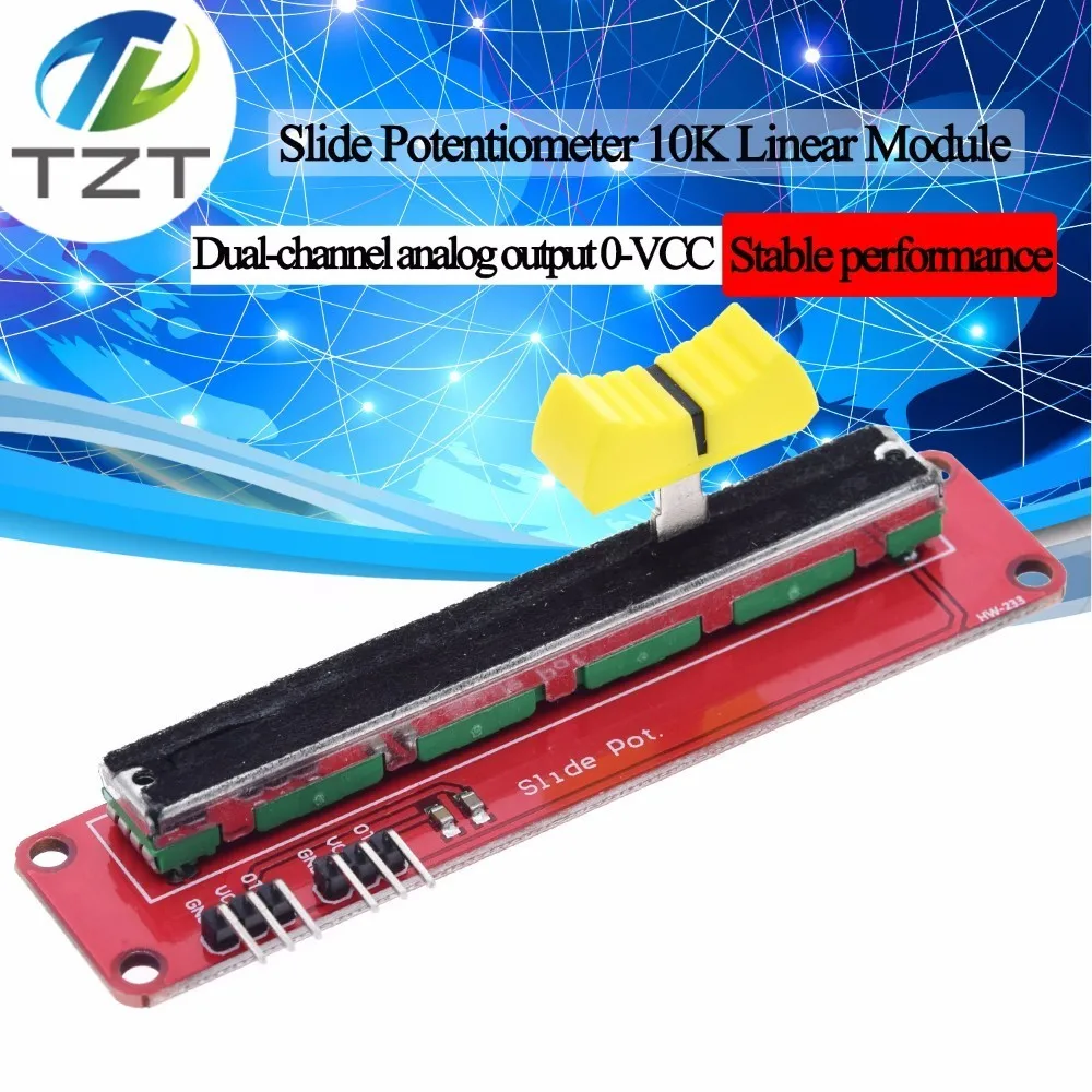 TZT Slide Potentiometer 10K Linear Module Dual Output for Arduino AVR ...