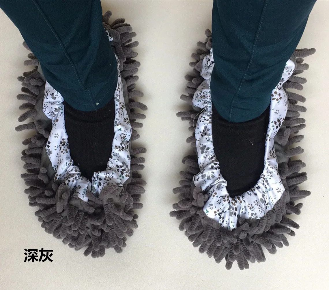 1 pair Washable Microfiber Dust Mop Slippers Lazy Quick Cleaning Floor