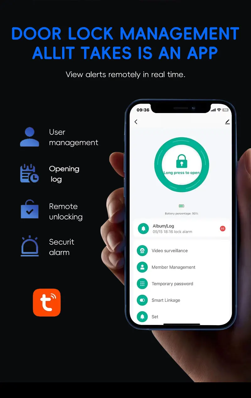 SANKESONG Tuya Smart 3D Face Door Lock Security Camera Monitor Intelligent Fingerprint Password Biometric Dual Battery