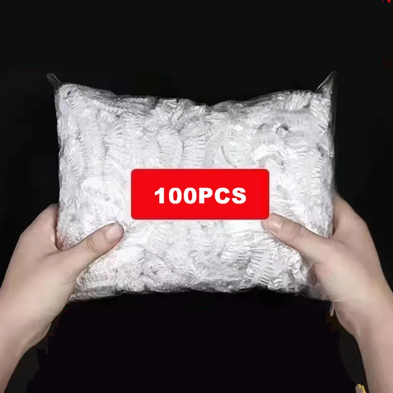 100pcs Disposable Food Cover Plastic Food Bag Elastic Wrap Food Lid Bowl Dish Covers Shower Headgear Cap Kitchen Accessories 3