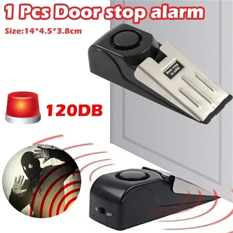 Wireless Door Stop Stopper Alarm Block Blocking System Anti-theft Burglar Stop System Security Home Wedge Shaped 120 db