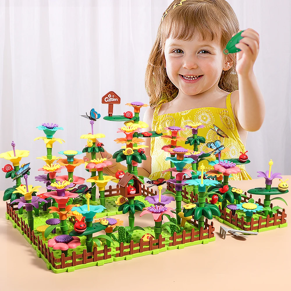 Building Blocks Toys Educational Garden Toy STEM Flower Garden Building Toy for Preschoolers-Educational Activity and Gift for Holidays and Birthdays