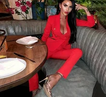  Ailigou New High Quality Women'S Summer Style Sexy Red Black Pink Long Sleeve Two-Piece Suit Celebrity Designer Fashion Set 