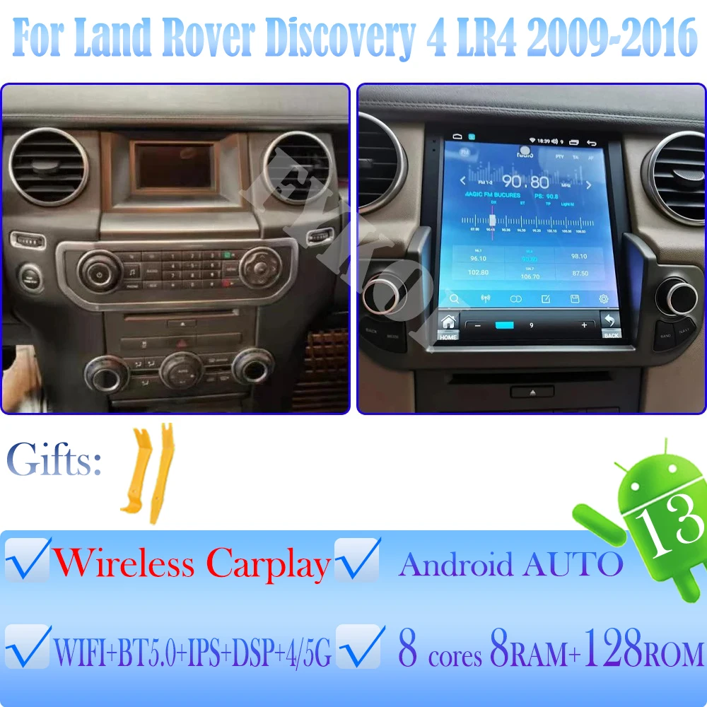 thumbnail image 1 of Android 13 para Land Rover Discovery 4 LR4 2009-2016 Radio para automóvil Multimedia automotriz Pantalla Tesla Carplay Bluetooth automático GPS 4G, 1 of 5