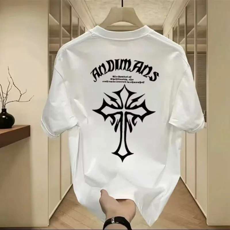 

New cotton printed short sleeve trend T-shirt MEN'S summer T-shirt round neck Versatile tee top