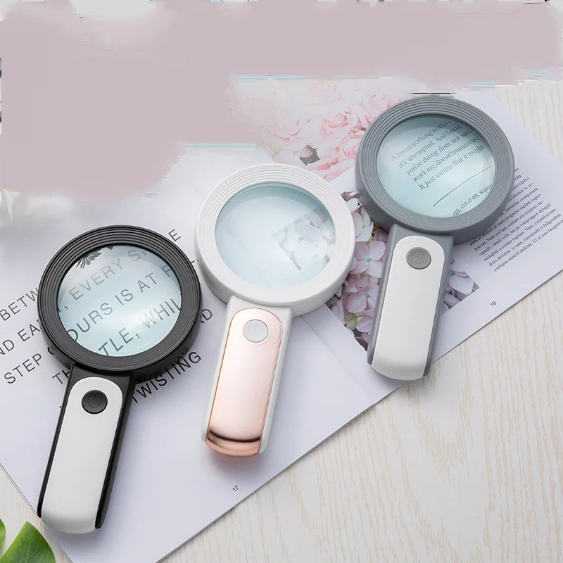 

Ручная Лупа со светодиодной подсветкой, холодное и теплое устройство, увеличительные очки для чтения для пожилых людей, для чтения и обслуживания