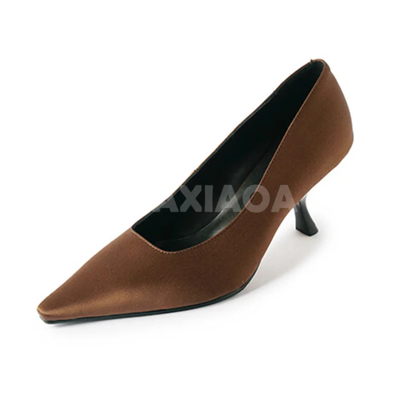 

Ladies Heeled Shoes Spring Autumn Walk Show New Style Pointy Toe Shallow Mouth Design Pumps Senior Simplicity Female Loafers