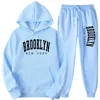 BROOKLYN NEW YORK Autumn Winter Men Women Hooded Sweatshirt Suit Pure Cotton Couple Jogging Sweatshirts Oversized Streetwear 5