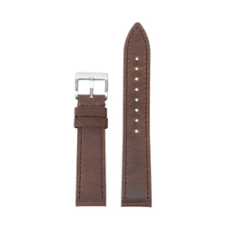 Vintage Brown Genuine Calfskin Leather Quick Release Watch Band Strap - 22mm (Dark Brown)
