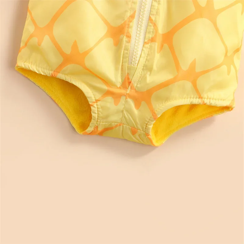 0-24M Baby Autumn Clothes Sets Boys Girls Pineapple Hooded Sleeveless Coat Romper + Striped Stockings Newborn Toddler Outfits 6