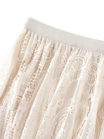 Spring Summer Women Lace Skirts Solid High Waist Elastic Vintage Elegant Office Ladies White Black Chic Long Skirts Jupe Longue - Image 4