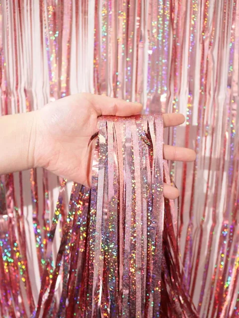 Tende Metalliche Oro Con Frange Per Feste - Decorazioni Brillanti Per Compleanni E Matrimoni - Foto 9