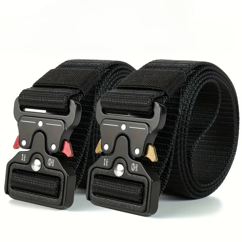 2pcs Versatile Men's Tactical Belts - Durable, Adjustable Design - for Outdoor Hunting & Sports Enthusiasts