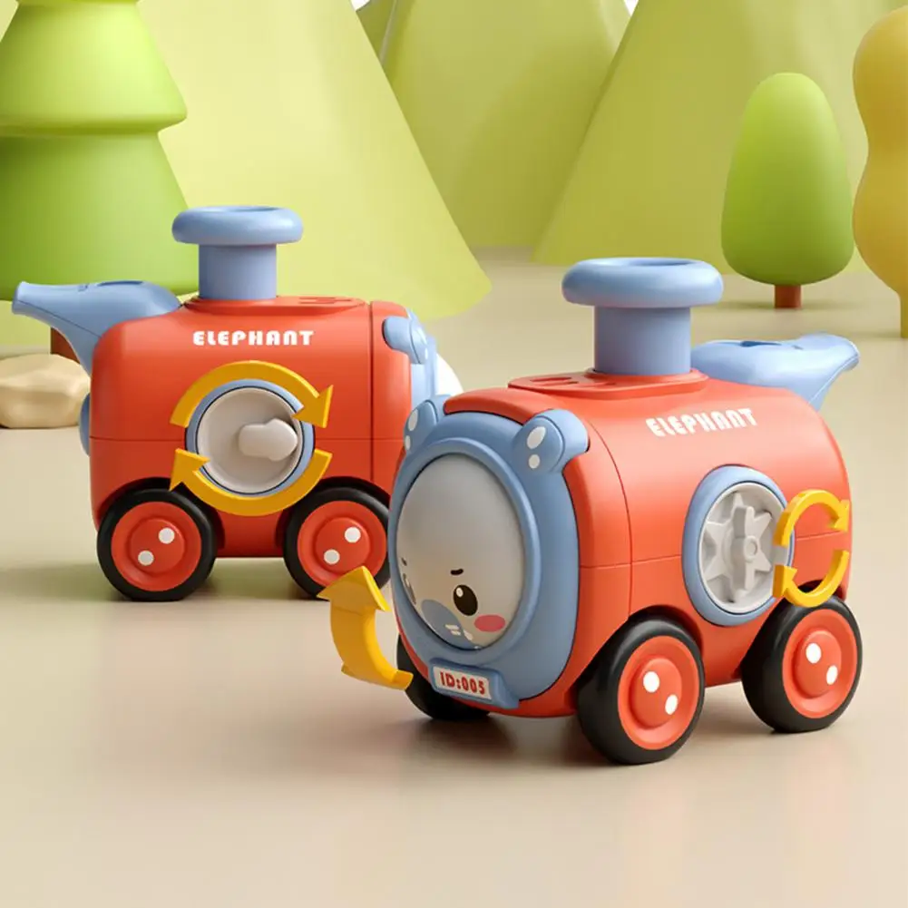 

Baby Train Toy Rotate Face Toy Press Go Baby Train Toys Whistle No Battery Mini Vehicle Toy with Lovely Cartoon Design Boys