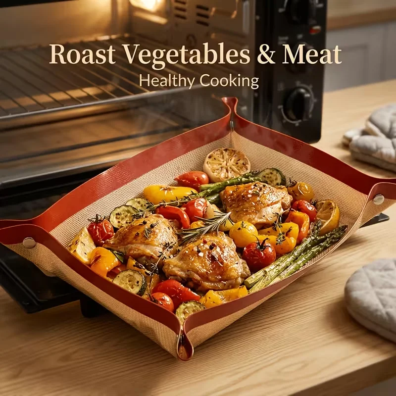 Premium Reusable Silicone Baking Mat with Buttoned Design - Heat-Resistant, Large Size