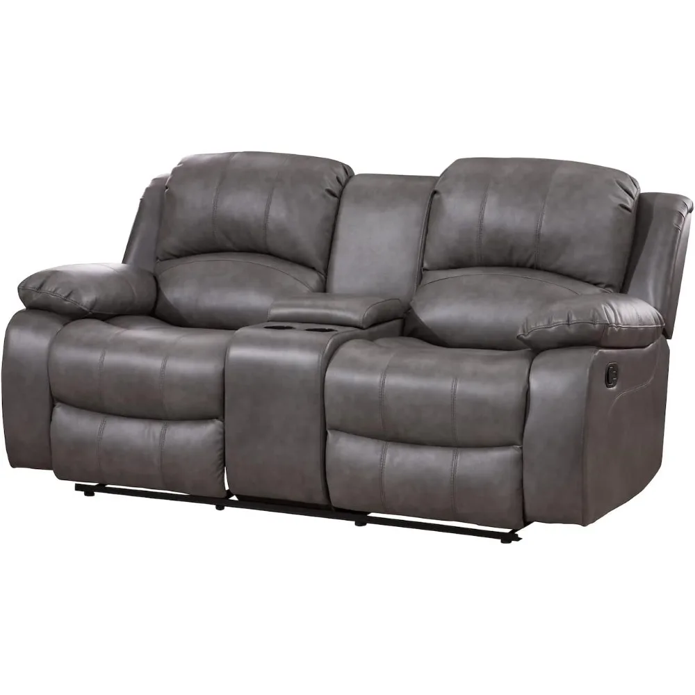 Betsy Furniture 2-Piece Faux Leather Reclining Sofa and Loveseat Set for Living Room in Gray