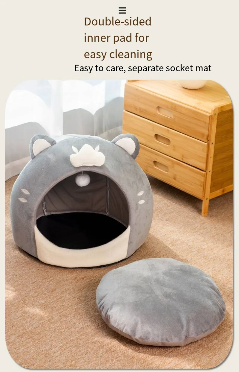 Title 9, 40x40cm Soft Semi-enclosed Indoor Cats Cave War...