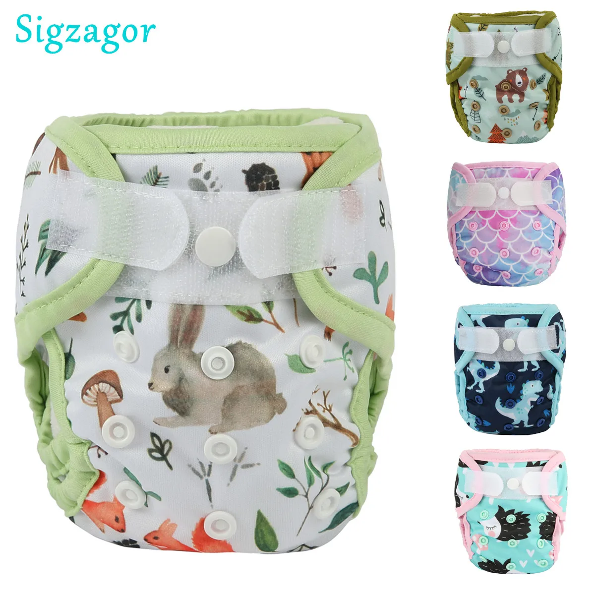 Cloth Diapers 1 Newborn Baby Hook and Loop Cloth Diaper Cover Nappy Double Gusset 4.4-10lbs 2kg-5kg