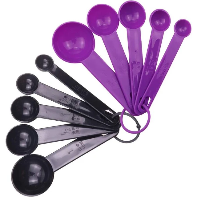 10pcs 6 Color Measuring Cups And Measuring Spoon Scoop Silicone Handle  Kitchen Measuring Tool (Color : Purple)