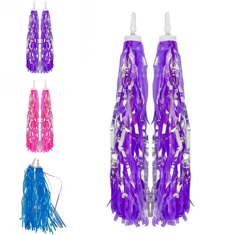 Bicycle Handlebar Bike Accessory Children Bicycle Handlebar Tassels Decoration For Cycling Tricycle Scooter Handlebar Streamers Tassels 3 Colors 2Pcs