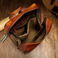 Handmade Genuine Leather Men Backpack Retro First Layer Leather Computer bag Latop Bags Casual Men's Travel Backpack Shoolbag 2